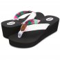 Floopi Womens Anna Wedge Yoga Mat Thong Flip Flop (519) White/Coral Nature