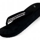 Norty Women's Rhinestone Wedge Sandal, Black (12056)