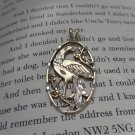 Vintage Gold-Plated Silver Oval Bird Pendant