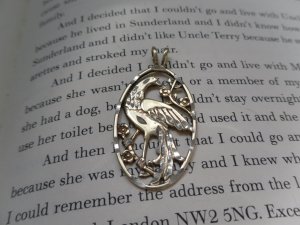 Vintage Gold-Plated Silver Oval Bird Pendant