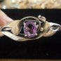 Vintage Silver Ribbon Design with Oval-Cut Amethyst Cuff