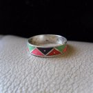 Vintage Silver Multicolored Zigzag Ring (size 7)