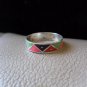 Vintage Silver Multicolored Zigzag Ring (size 7)