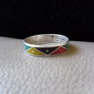 Vintage Silver Multicolored Zigzag Ring (size 8)