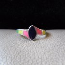 Vintage Silver Multicolored Oval Ring (size 8)