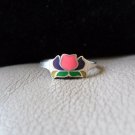Vintage Silver Multicolored Flower Ring (size 6)