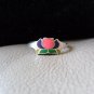 Vintage Silver Multicolored Flower Ring (size 6)