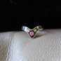 Vintage Silver V-shaped Multicolored Circles Ring (size 8)