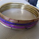 Vintage Violet, Fuchsia and Pink Metal and Enamel Bangles Set