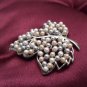 Large Leaf with Pearl Beads Brooch Costume Jewelry