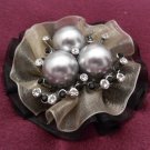 Three Black Pearl Nest Brooch Costume Jewelry