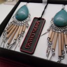 Simon Chang Turquoise and Wood Bead Earrings