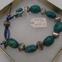 Genuine Turquoise Stone & Sterling Silver Bead Bracelet