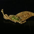 Gold Leaf Brooch Costume Jewelry