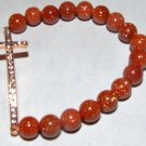Gold Sand Sunstone Quartz Sitara Sideways Cross Bracelet 7.5"