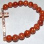 Gold Sand Sunstone Quartz Sitara Sideways Cross Bracelet 7.5"