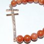 Gold Sand Sunstone Quartz Sitara Sideways Cross Bracelet 7.5"