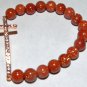 Gold Sand Sunstone Quartz Sitara Sideways Cross Bracelet 7.5"