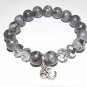 Women's 10 MM Black Labradorite/Moonstone OM Stretch Bracelet 7.25"