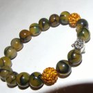 Yellow Dragon Veins Agate  2 Way Buddha Head Stretch Bracelet 7.0"