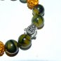 Yellow Dragon Veins Agate  2 Way Buddha Head Stretch Bracelet 7.0"