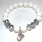 Women's 10 MM White Jade OM Bracelet 7.25" Stretch Bracelet