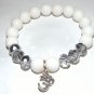 Women's 10 MM White Jade OM Bracelet 7.25" Stretch Bracelet