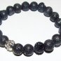 Black Lava Stone Stretch Bracelet W/ Buddha 7.75"