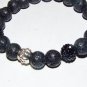 Black Lava Stone Stretch Bracelet W/ Buddha 7.75"