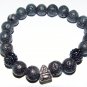 Black Lava Stone Stretch Bracelet W/ Seated Buddha 7.50"