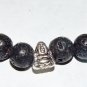 Black Lava Stone Stretch Bracelet W/ Seated Buddha 7.50"