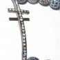Black Frost Agate Sideways Cross Stretch Bracelet 7.10"