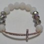 White Frost Agate Sideways Cross Stretch Bracelet 7.0"