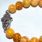 Yellow Turquoise Stretch Hamsa Bracelet 7.25"