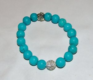 10 MM Turquoise Stretch Four-Sided Buddha Stretch Bracelet 7.5"