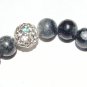 Black Jasper 8 mm Stretch Bracelet with Puffed Heart 7.10"