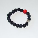 Black Lava Stone Stretch Bracelet W/ Buddha 7.0"