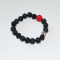 Black Lava Stone Stretch Bracelet W/ Buddha 7.0"