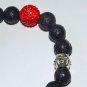 Black Lava Stone Stretch Bracelet W/ Buddha 7.0"