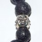 Black Lava Stone Stretch Bracelet W/ Buddha 7.0"