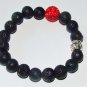 Black Lava Stone Stretch Bracelet W/ Buddha 7.0"