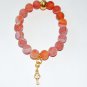 Red Frost Agate Key Charm Stretch Bracelet 7.25"