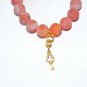 Red Frost Agate Key Charm Stretch Bracelet 7.25"