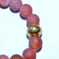 Red Frost Agate Key Charm Stretch Bracelet 7.25"