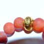 Red Frost Agate Key Charm Stretch Bracelet 7.25"