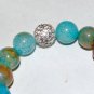 Blue 10 MM Dragon Veins Agate Double Heart Stretch Bracelet 7.0"