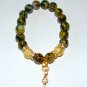 Yellow Dragon Veins Agate With Golden Key Stretch Bracelet 7.0"