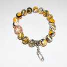 Multi-Color Turkish Turquoise Stretch Bracelet With Safety Pin Dangle Charm 7.10"
