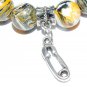 Multi-Color Turkish Turquoise Stretch Bracelet With Safety Pin Dangle Charm 7.10"