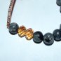 Black Labradorite Sideways Cross Stretch Bracelet With Crystals 7.5"